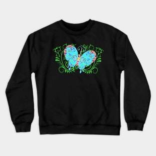 Decorative Aquamarine Butterfly Silhouette Art Crewneck Sweatshirt